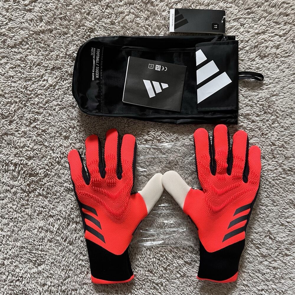 Adidas Predator Pro Soccer Goalie Goalkeeper Gloves Black Red Size 11 IX3868 NWT
